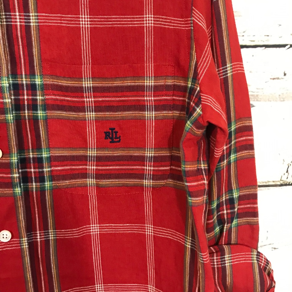 Lauren Red Plaid Button Down Top - Picture 2 of 4